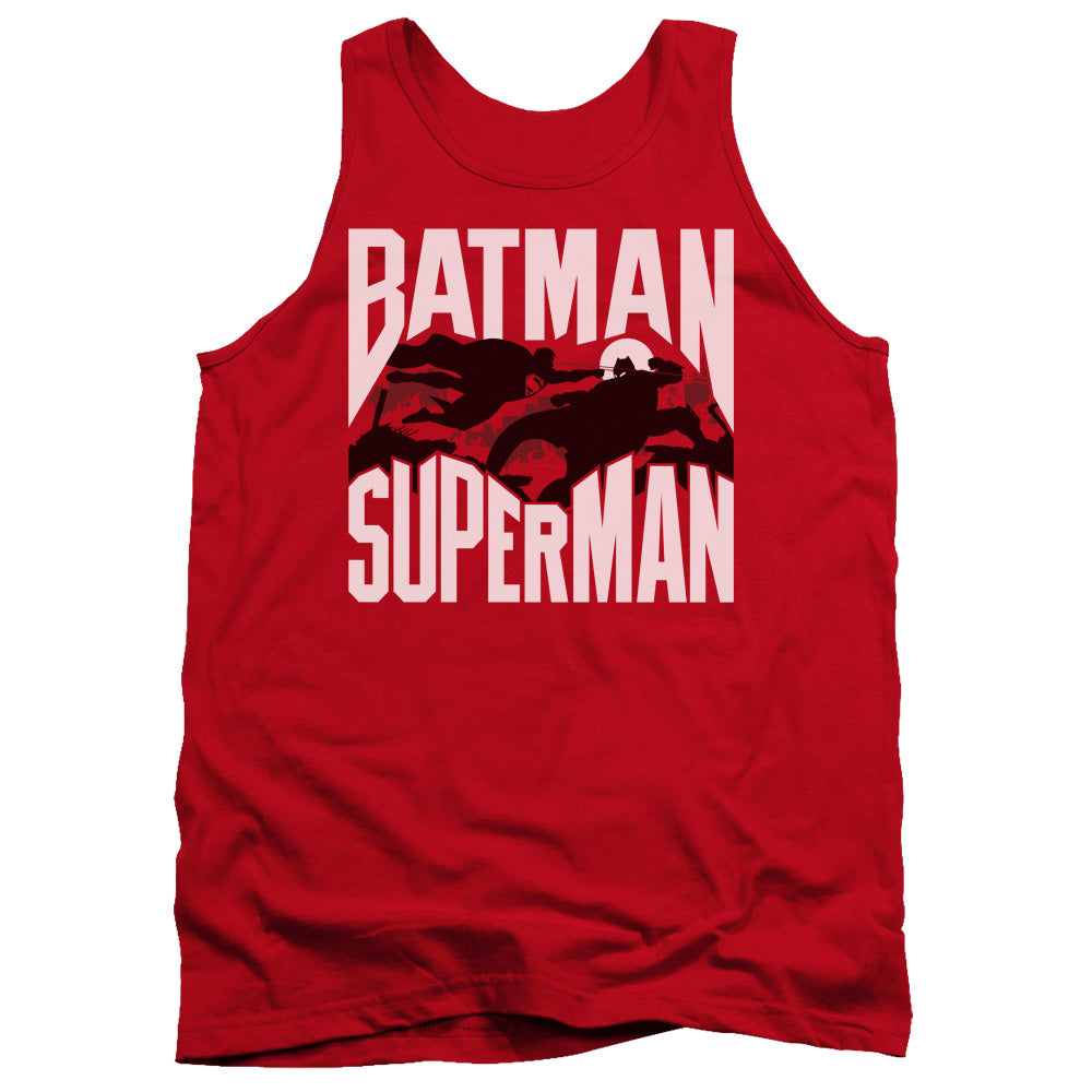 Batman v Superman Silhouette Fight Men's 18/1 Cotton Tank Top