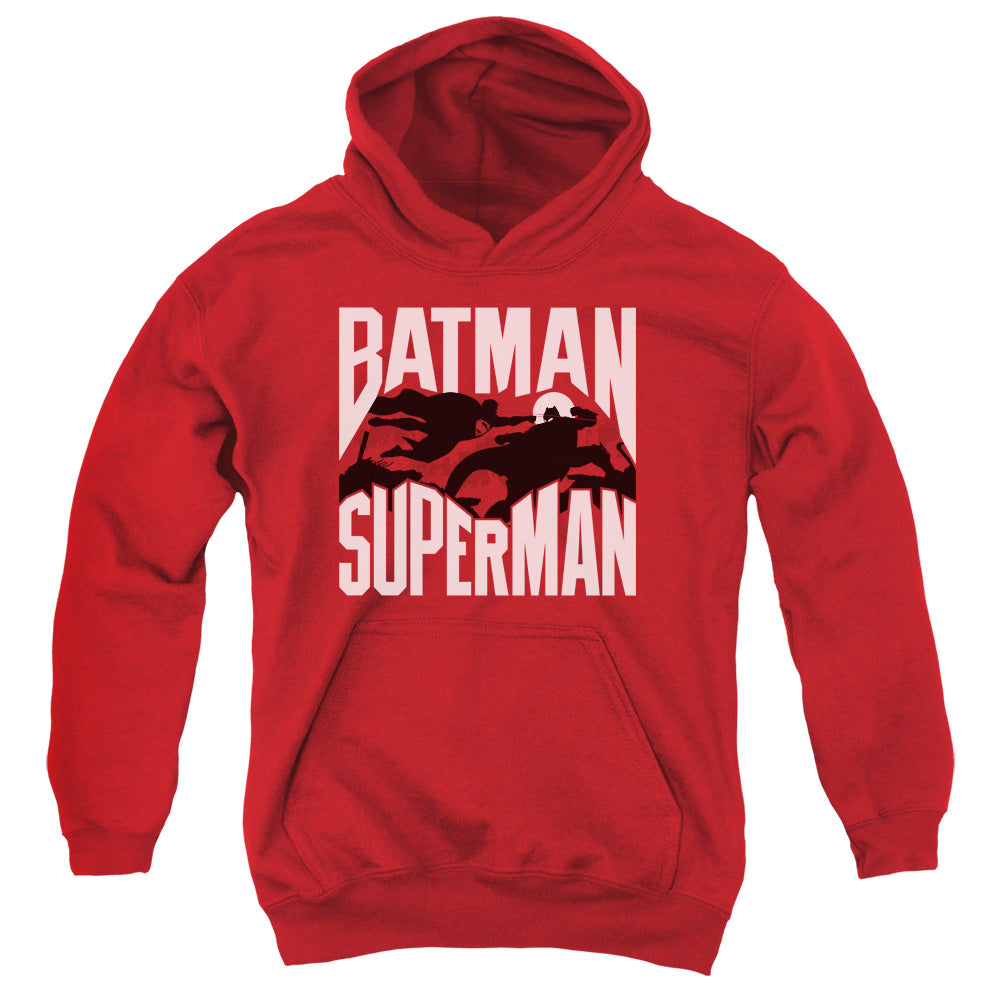 Batman v Superman Silhouette Fight Youth Cotton Poly Pull-Over Hoodie