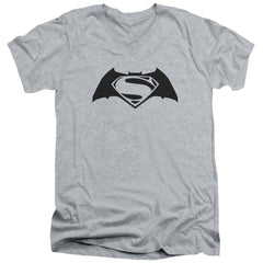 Batman v Superman Simple Logo Men's 30/1 Cotton Slim V-Neck T-Shirt