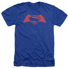 Batman v Superman Simple Logo Men's 30/1 Heather 60 40 Poly Short-Sleeve T-Shirt