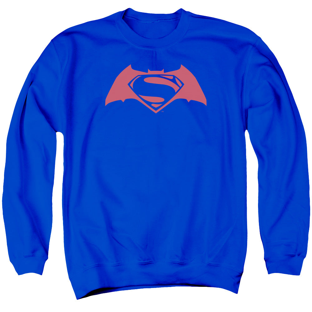 Batman v Superman Simple Logo Men's Crewneck 50 50 Poly Long-Sleeve T-Shirt