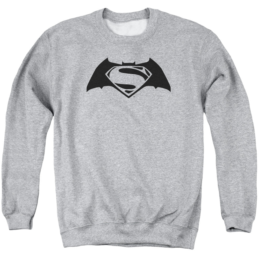 Batman v Superman Simple Logo Men's Crewneck 50 50 Poly Long-Sleeve T-Shirt