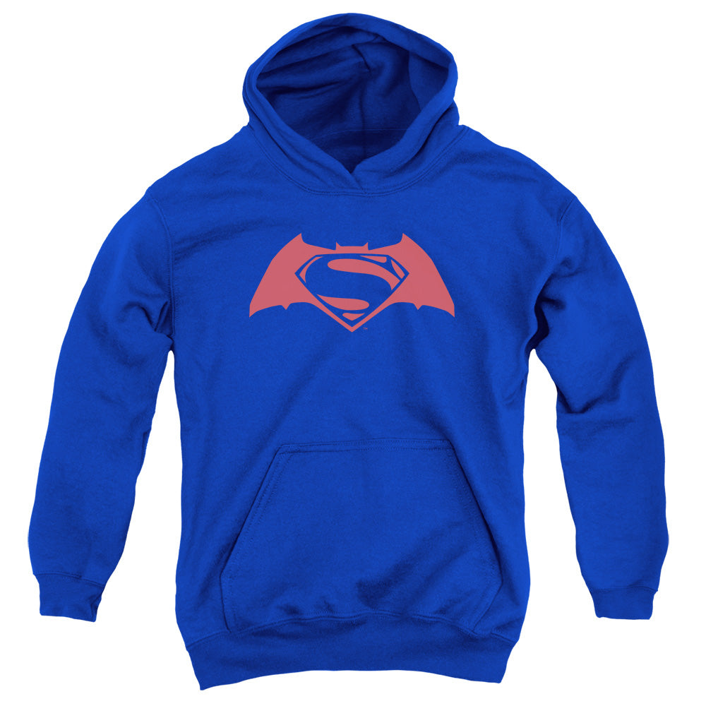 Batman v Superman Simple Logo Youth Cotton Poly Pull-Over Hoodie