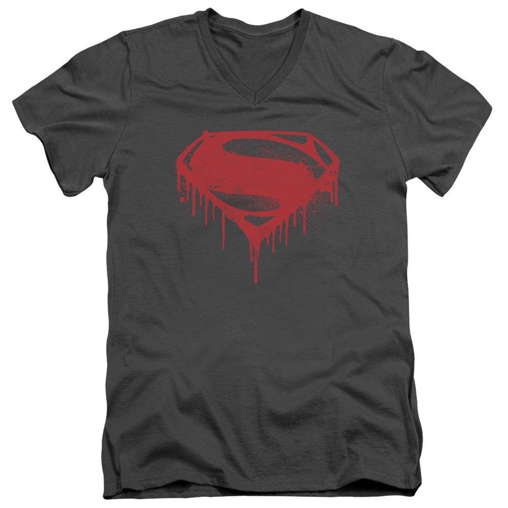Batman v Superman Splattered Men's 30/1 Cotton Slim V-Neck T-Shirt