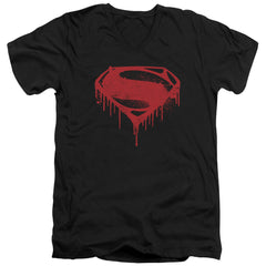 Batman v Superman Splattered Men's 30/1 Cotton Slim V-Neck T-Shirt