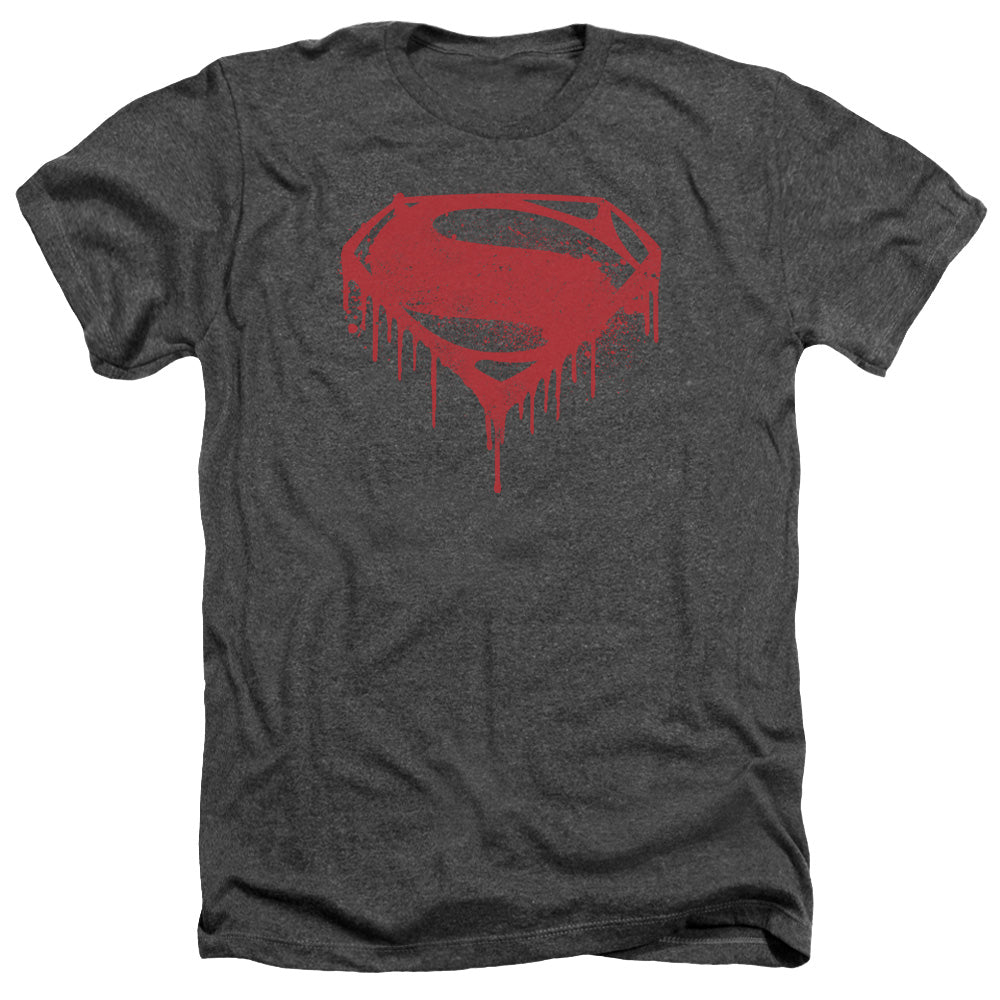 Batman v Superman Splattered Men's 30/1 Heather 60 40 Poly Short-Sleeve T-Shirt