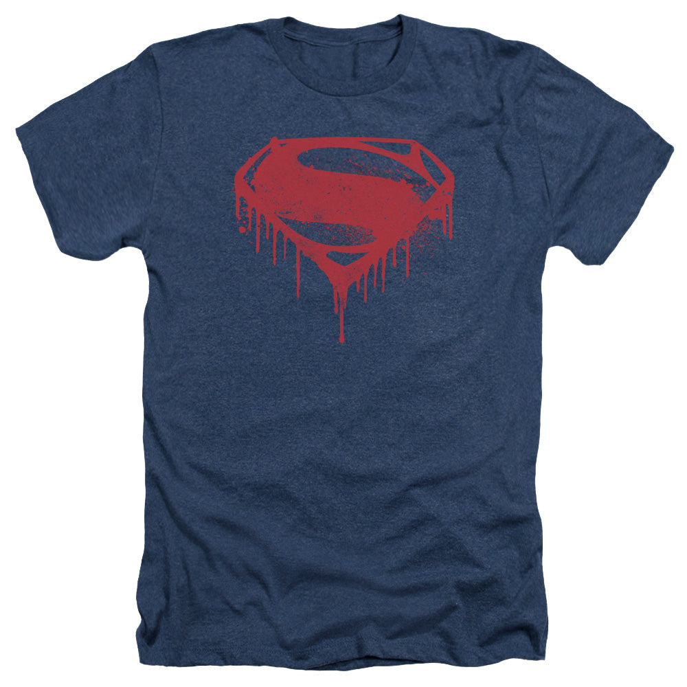 Batman v Superman Splattered Men's 30/1 Heather 60 40 Poly Short-Sleeve T-Shirt