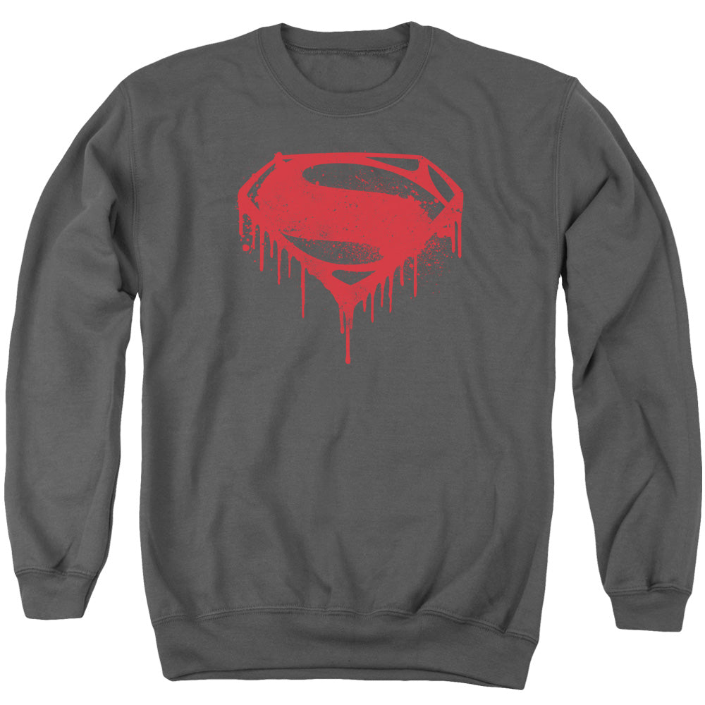 Batman v Superman Splattered Men's Crewneck 50 50 Poly Long-Sleeve T-Shirt