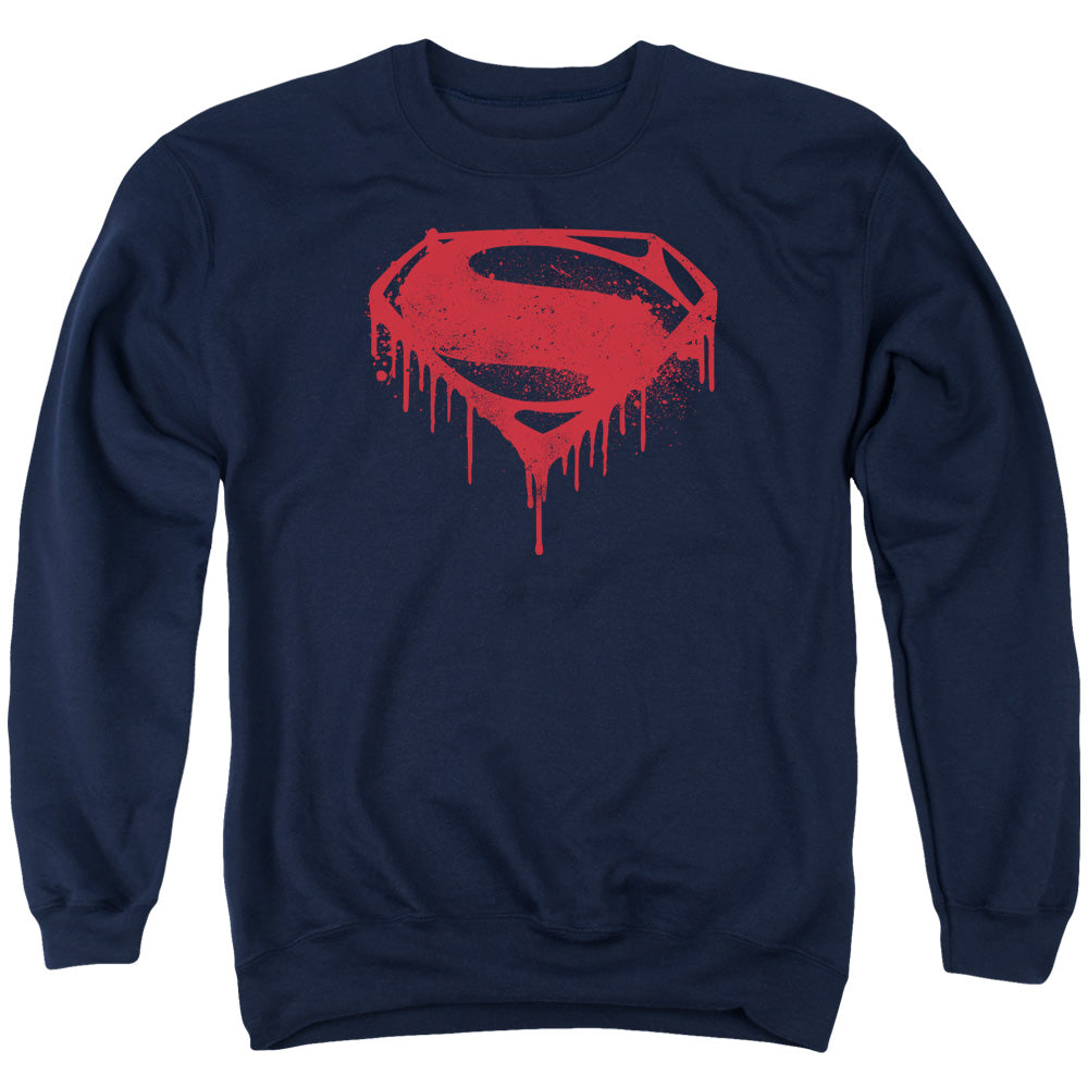 Batman v Superman Splattered Men's Crewneck 50 50 Poly Long-Sleeve T-Shirt