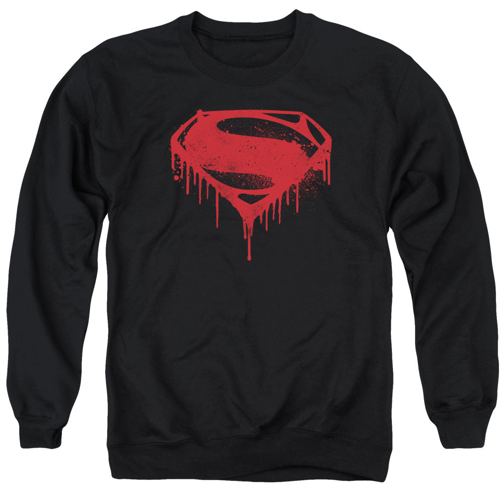 Batman v Superman Splattered Men's Crewneck 50 50 Poly Long-Sleeve T-Shirt
