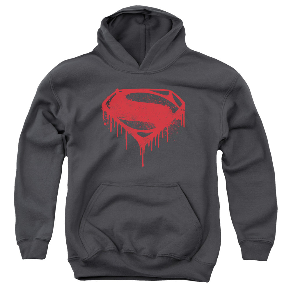 Batman v Superman Splattered Youth Cotton Poly Pull-Over Hoodie