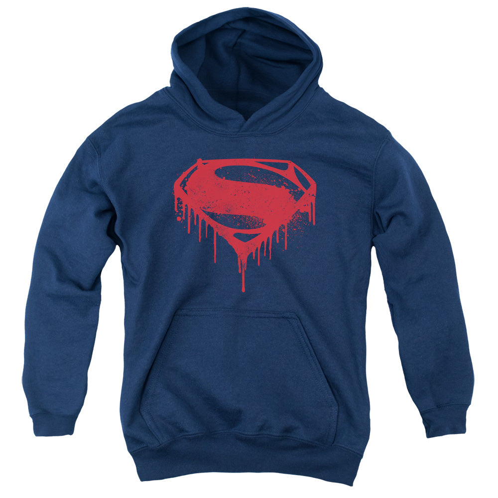 Batman v Superman Splattered Youth Cotton Poly Pull-Over Hoodie