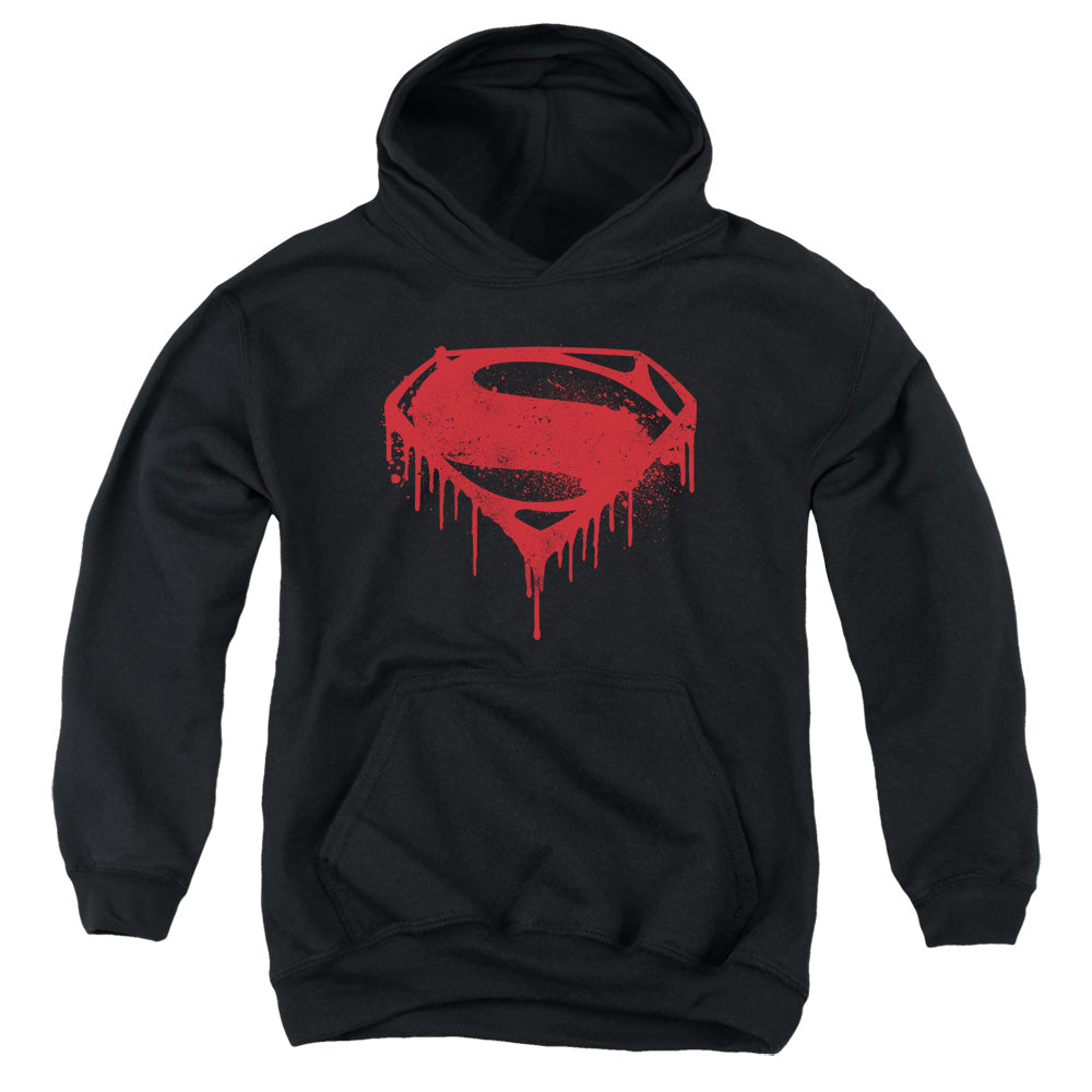 Batman v Superman Splattered Youth Cotton Poly Pull-Over Hoodie