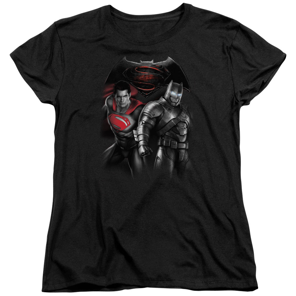 Batman v Superman Stand Off Women's 18/1 Cotton Short-Sleeve T-Shirt