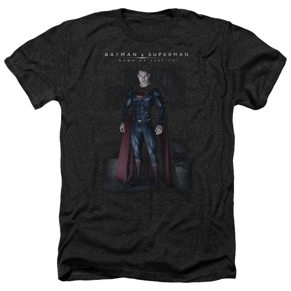 Batman v Superman Stand Tall Men's 30/1 Heather 60 40 Poly Short-Sleeve T-Shirt