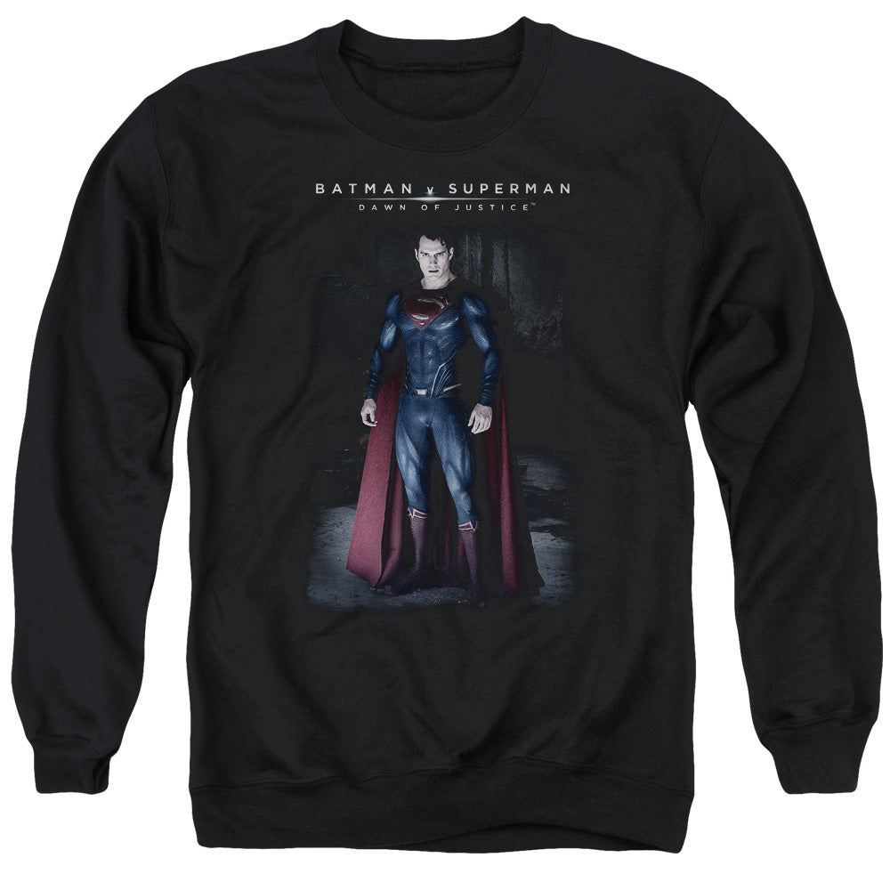 Batman v Superman Stand Tall Men's Crewneck 50 50 Poly Long-Sleeve T-Shirt