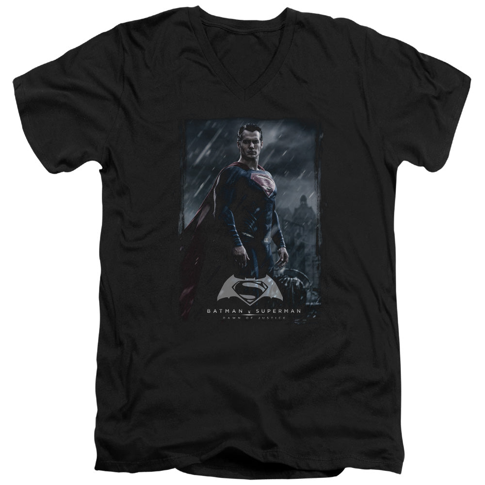 Batman v Superman Supe Poster Men's 30/1 Cotton Slim V-Neck T-Shirt