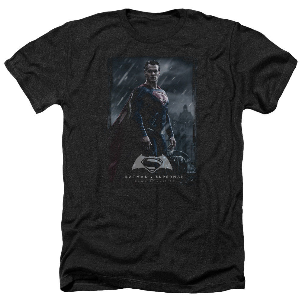 Batman v Superman Supe Poster Men's 30/1 Heather 60 40 Poly Short-Sleeve T-Shirt