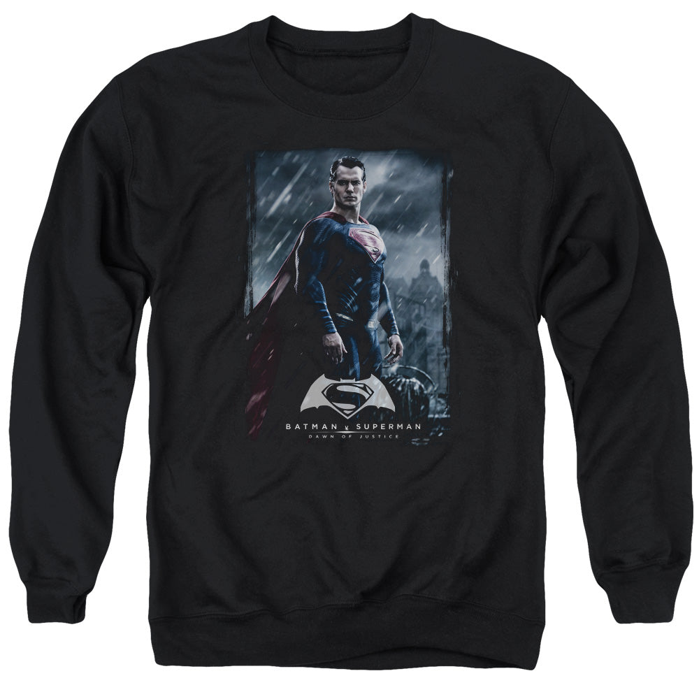 Batman v Superman Supe Poster Men's Crewneck 50 50 Poly Long-Sleeve T-Shirt
