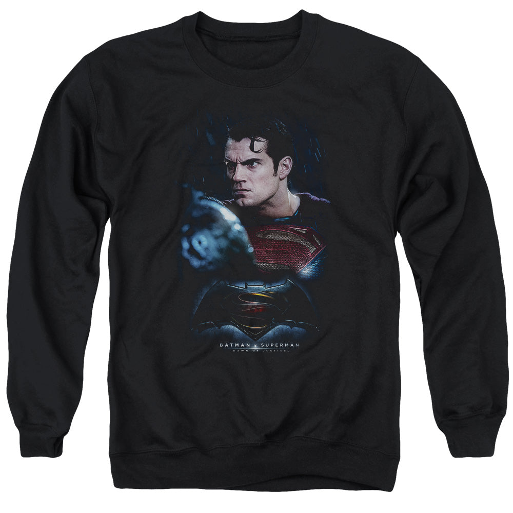 Batman v Superman Super Angry Men's Crewneck 50 50 Poly Long-Sleeve T-Shirt