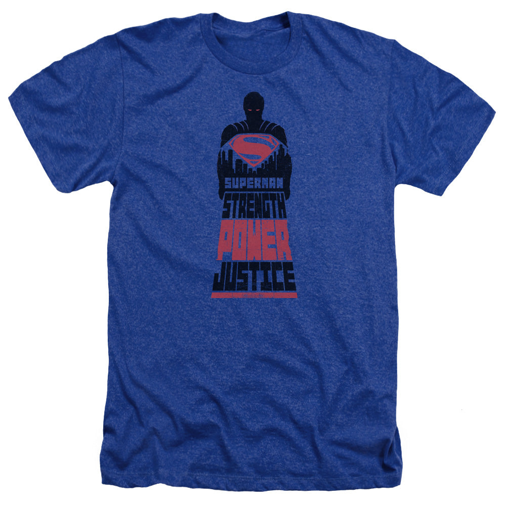 Batman v Superman Super Justice Men's 30/1 Heather 60 40 Poly Short-Sleeve T-Shirt