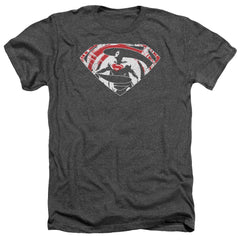 Batman v Superman Super Splatter Logo Men's 30/1 Heather 60 40 Poly Short-Sleeve T-Shirt