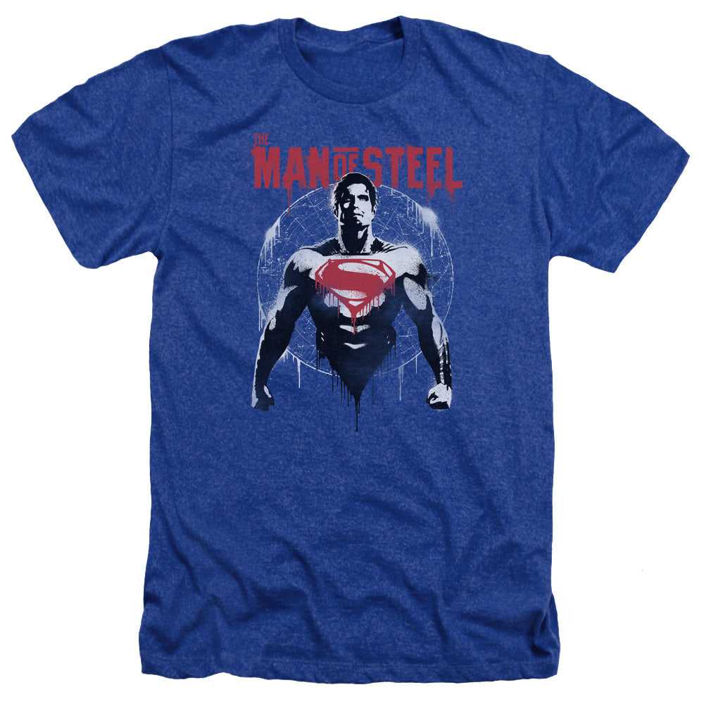 Batman v Superman Super Spray Men's 30/1 Heather 60 40 Poly Short-Sleeve T-Shirt