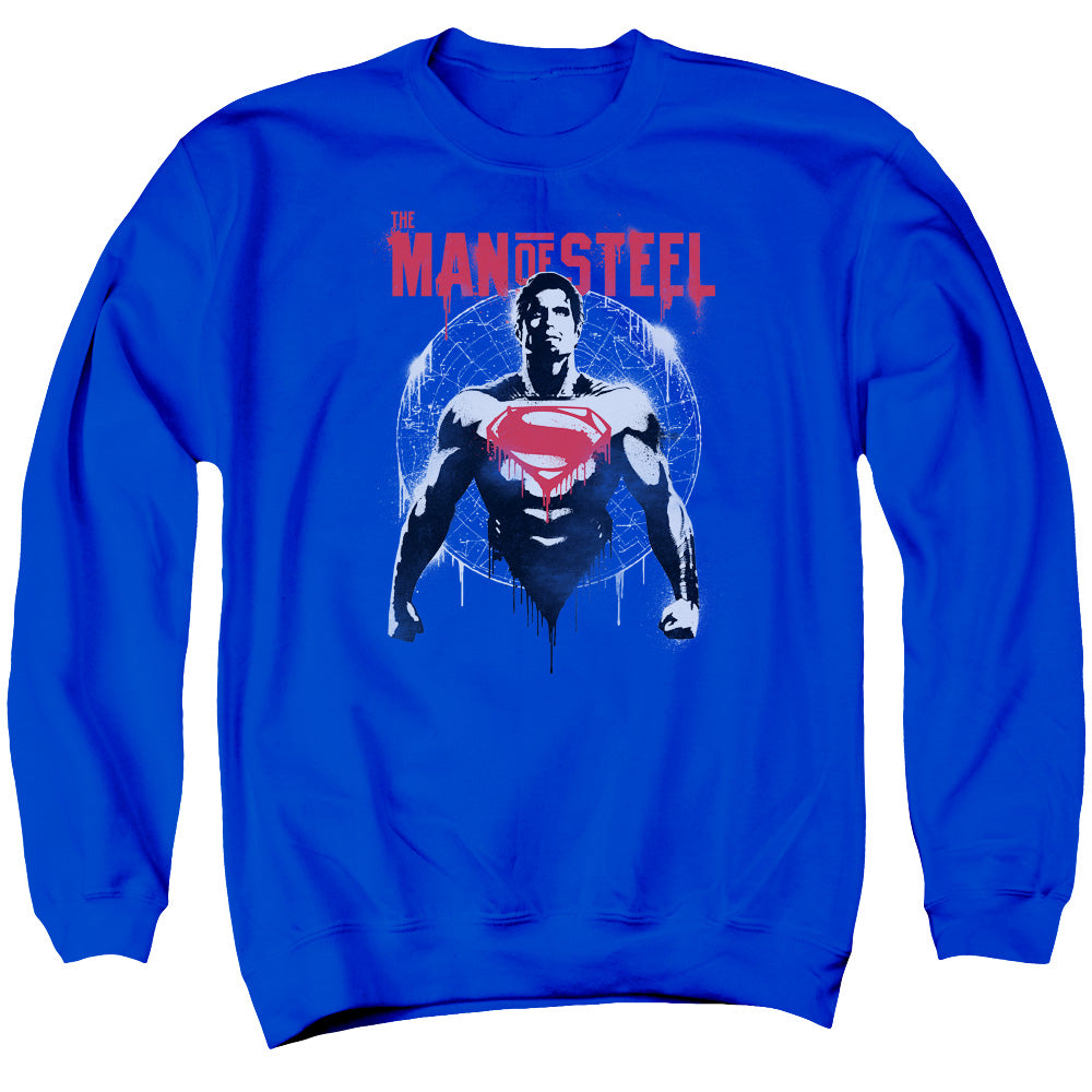 Batman v Superman Super Spray Men's Crewneck 50 50 Poly Long-Sleeve T-Shirt