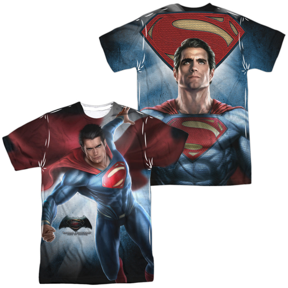 Batman v Superman Superman Light (Front/Back Print) Men's Regular Fit Polyester Short-Sleeve T-Shirt