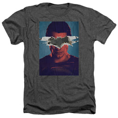 Batman v Superman Superman Poster Men's 30/1 Heather 60 40 Poly Short-Sleeve T-Shirt