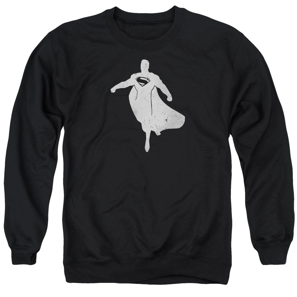 Batman v Superman Superman Silhouette Men's Crewneck 50 50 Poly Long-Sleeve T-Shirt