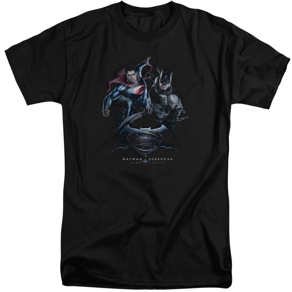 Batman v Superman Team Up Men's 18/1 Tall Cotton Short-Sleeve T-Shirt