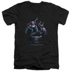 Batman v Superman Team Up Men's 30/1 Cotton Slim V-Neck T-Shirt