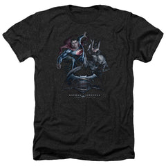 Batman v Superman Team Up Men's 30/1 Heather 60 40 Poly Short-Sleeve T-Shirt