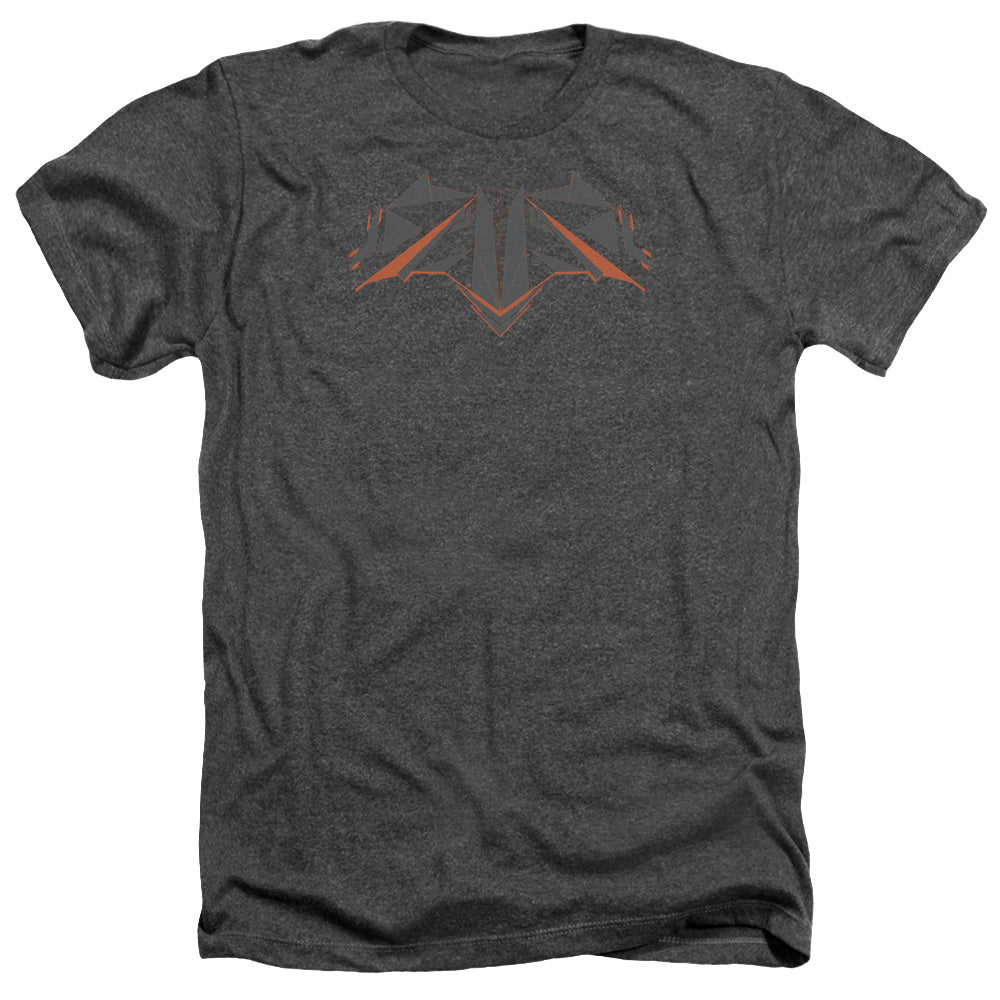 Batman v Superman Tech Bat Logo Men's 30/1 Heather 60 40 Poly Short-Sleeve T-Shirt