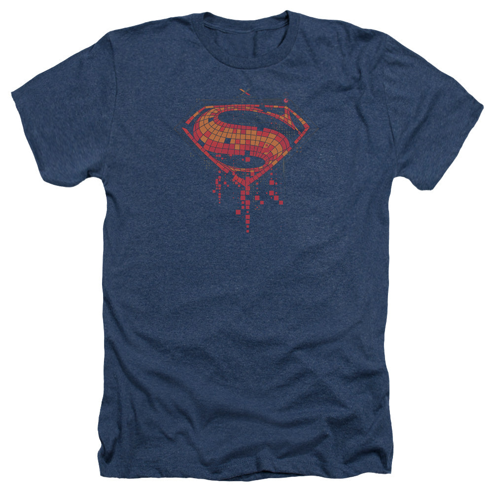 Batman v Superman Tech Super Logo Men's 30/1 Heather 60 40 Poly Short-Sleeve T-Shirt