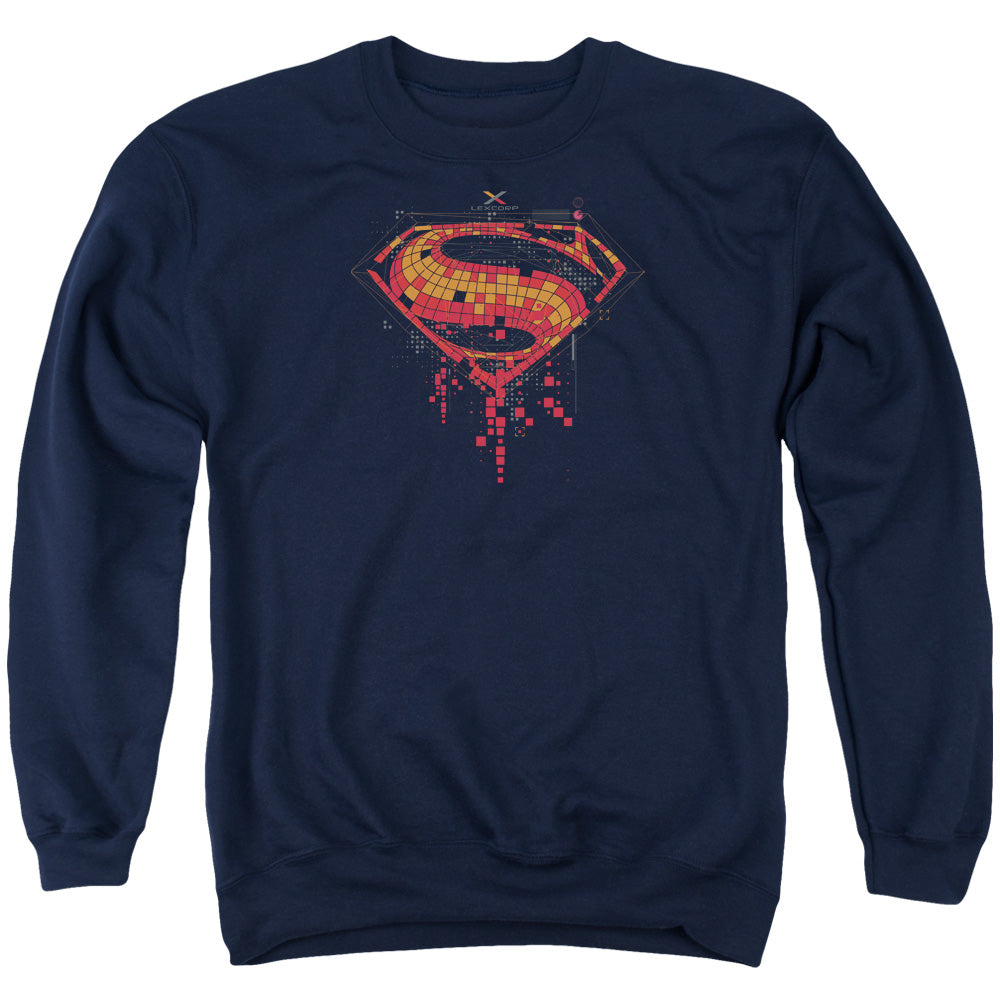 Batman v Superman Tech Super Logo Men's Crewneck 50 50 Poly Long-Sleeve T-Shirt