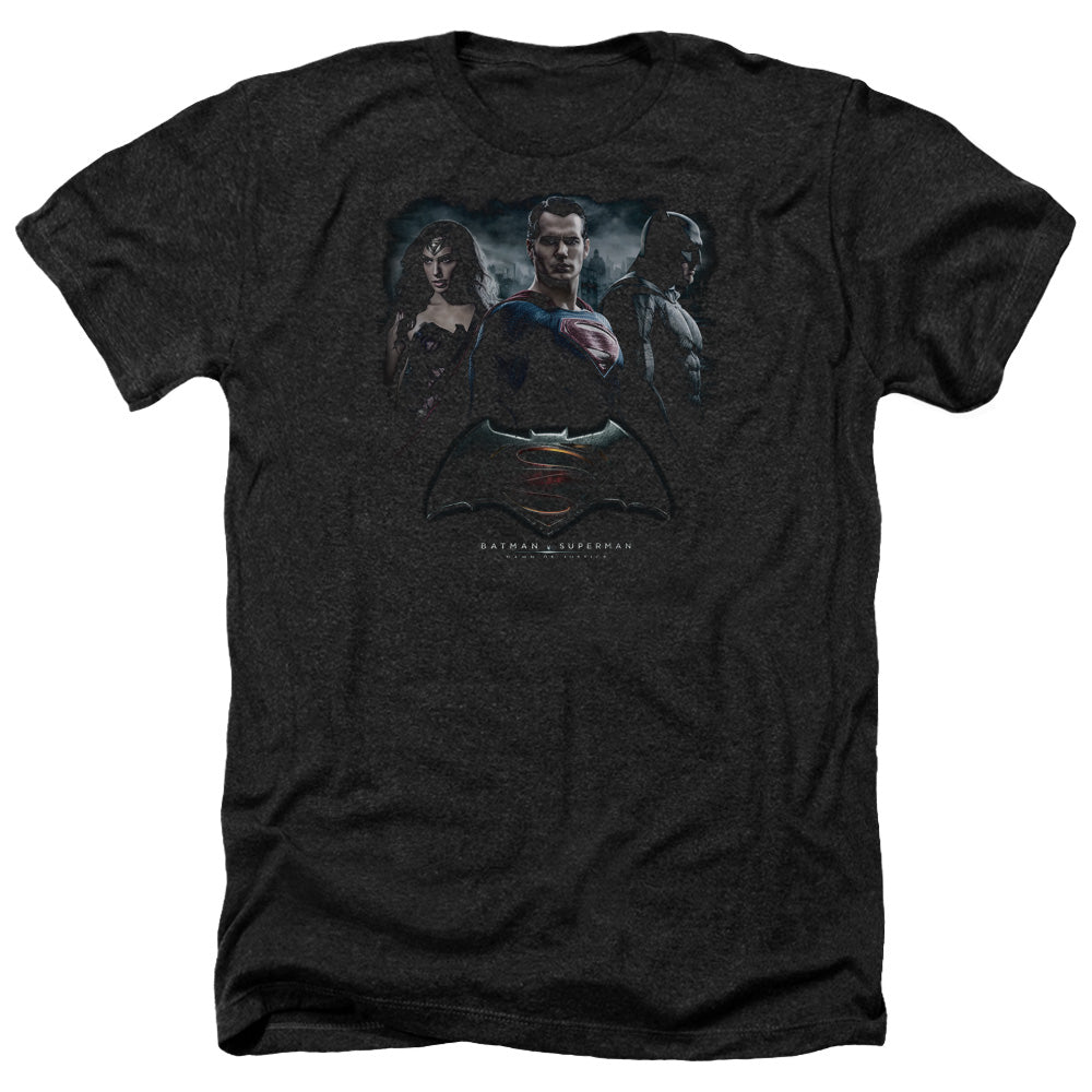 Batman v Superman The Crew Men's 30/1 Heather 60 40 Poly Short-Sleeve T-Shirt