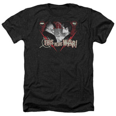 Batman v Superman This Means War Men's 30/1 Heather 60 40 Poly Short-Sleeve T-Shirt