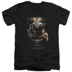 Batman v Superman Thre Three Men's 30/1 Cotton Slim V-Neck T-Shirt