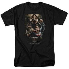 Batman v Superman Three In Action Men's 18/1 Cotton Short-Sleeve T-Shirt