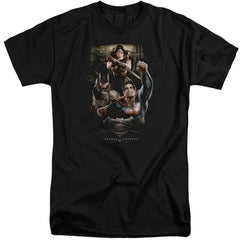 Batman v Superman Three In Action Men's 18/1 Tall Cotton Short-Sleeve T-Shirt