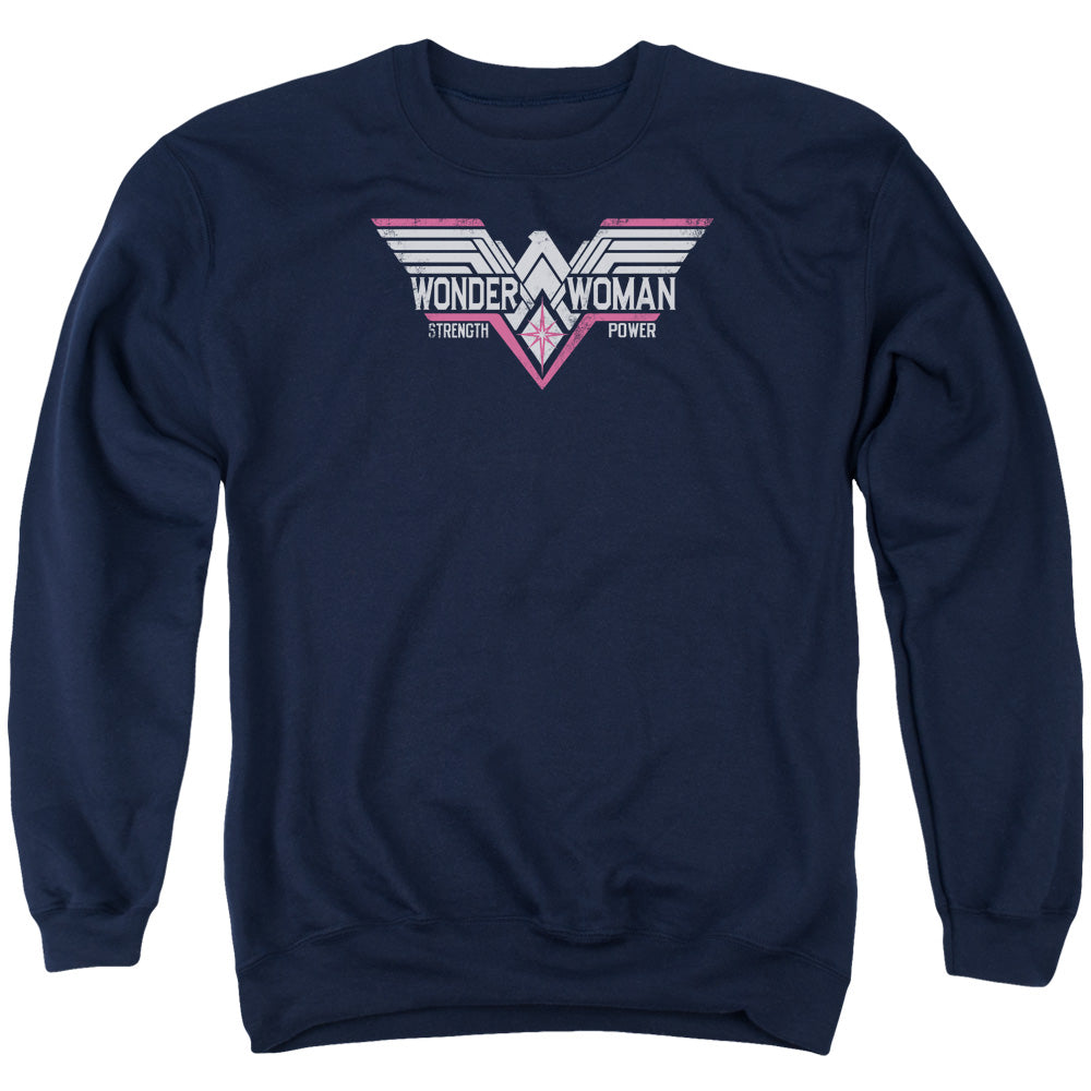 Batman v Superman Thunder Logo Men's Crewneck 50 50 Poly Long-Sleeve T-Shirt