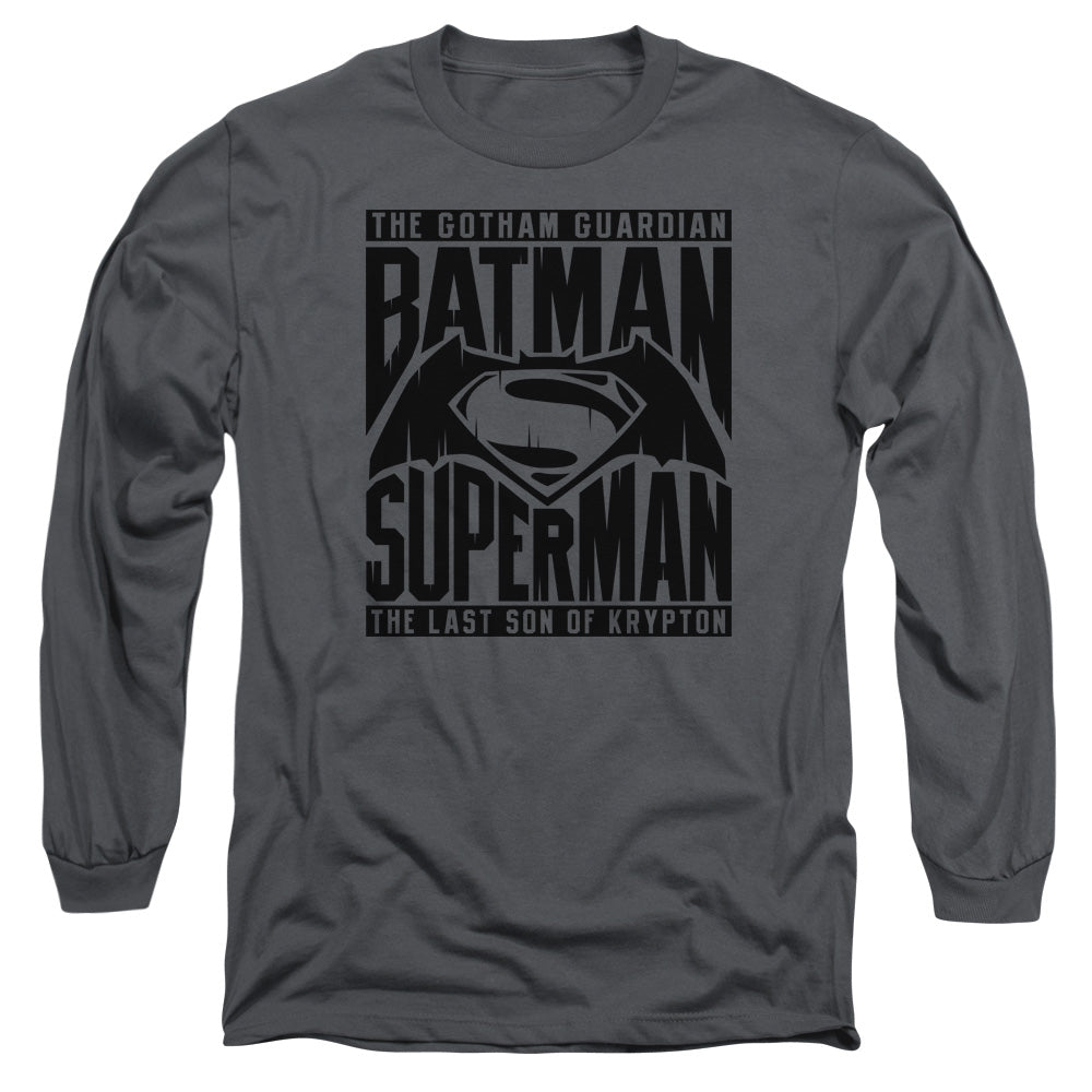 Batman v Superman Title Fight Men's 18/1 Cotton Long-Sleeve T-Shirt