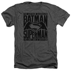 Batman v Superman Title Fight Men's 30/1 Heather 60 40 Poly Short-Sleeve T-Shirt