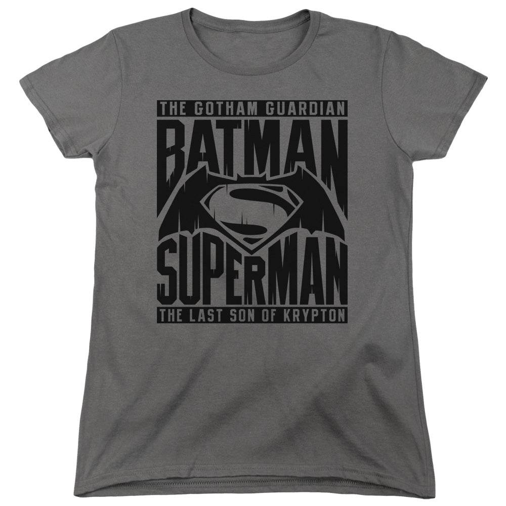 Batman v Superman Title Fight Women's 18/1 Cotton Short-Sleeve T-Shirt