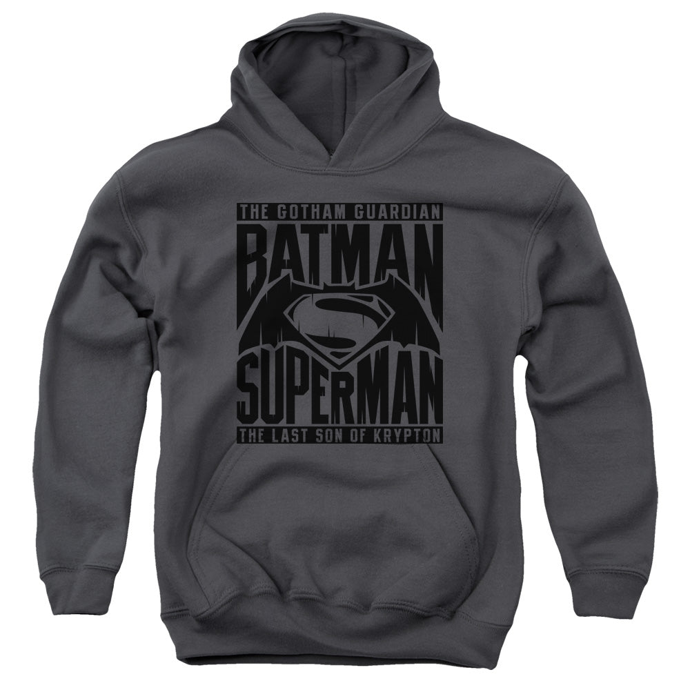 Batman v Superman Title Fight Youth Cotton Poly Pull-Over Hoodie