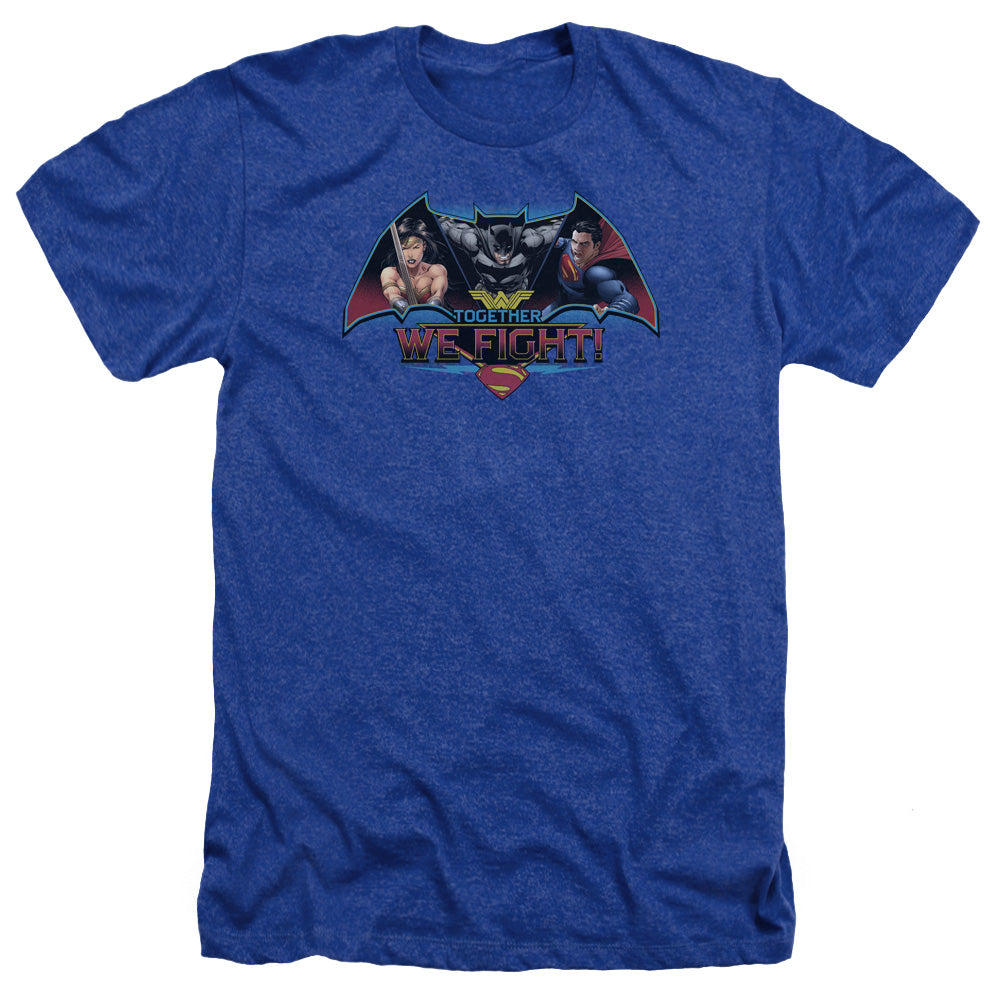 Batman v Superman Together We Fight Men's 30/1 Heather 60 40 Poly Short-Sleeve T-Shirt