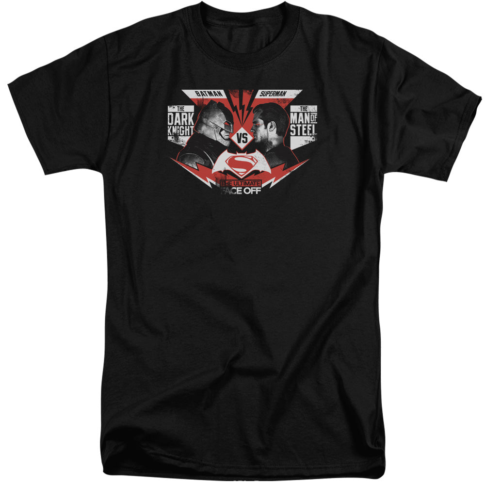 Batman v Superman Ultimate Face Off Men's 18/1 Tall Cotton Short-Sleeve T-Shirt