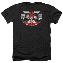 Batman v Superman Ultimate Face Off Men's 30/1 Heather 60 40 Poly Short-Sleeve T-Shirt